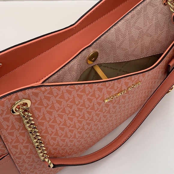 MICHAEL KORS LARGE X CHAIN SHOULDER TOTE BAG SHERBERT MULTI COLOR - Picture 9 of 15